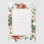 クリスマスウィンターレッド金ゴールド緑ブライダルシャワー ベラム紙招待状 (正面)