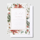 クリスマスウィンターレッド金ゴールド緑ブライダルシャワー ベラム紙招待状 (オフセット)