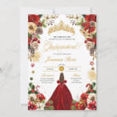 クリスマスウィンターレッド&金ゴールドポインセチアキンセアニェラ 招待状 (正面)