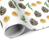 クリスマスウィンターレモンスライスとピネコン ラッピングペーパー (ロールコーナー)