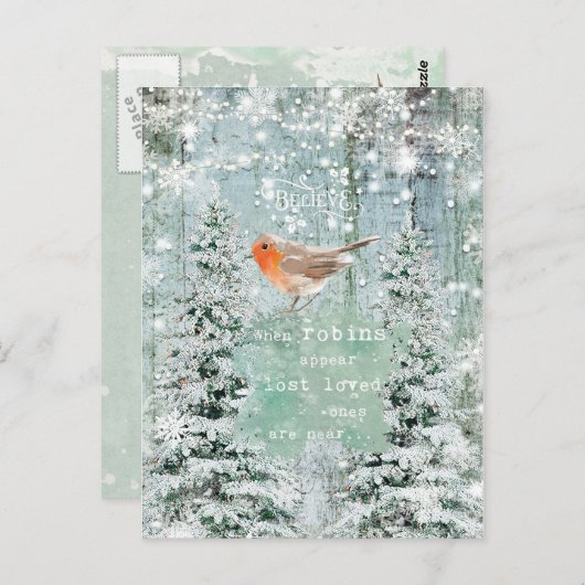 クリスマスウィンターロビン引用文はがき ポストカード (正面/裏面)