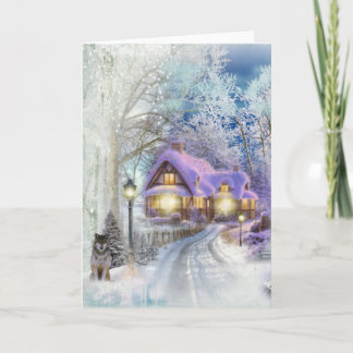 クリスマスウィンターワンダーランドコテージホリデー シーズンカード