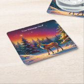 クリスマスウィンターワンダーランドホリデーシーズン スクエアペーパーコースター (アングル)