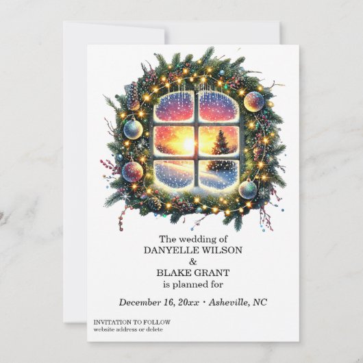 クリスマスウィンターワンダーランドリース写真 セーブザデート (裏面)