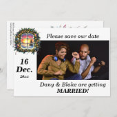 クリスマスウィンターワンダーランドリース写真 セーブザデート (正面/裏面)