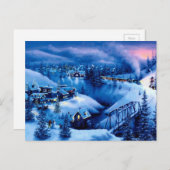 クリスマスウィンターワンダーランド冬のシーン シーズンポストカード (正面/裏面)
