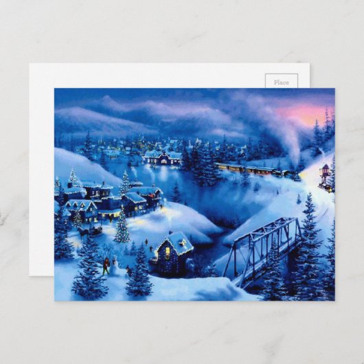 クリスマスウィンターワンダーランド冬のシーン シーズンポストカード (正面/裏面)