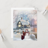 クリスマスウィンターワンダーランド雪だるま カード (正面/裏面インサイチュ)