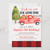 クリスマスウィンターヴィンテージファームトラック誕生日 招待状 (正面)