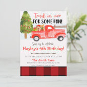 クリスマスウィンターヴィンテージファームトラック誕生日 招待状 (スタンド正面)