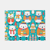 クリスマスウィンター動物のパーティーパターン ドアマット (正面)