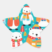 クリスマスウィンター動物のパーティーパターン 星シール (正面)