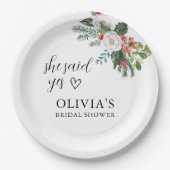 クリスマスウィンター彼女が言ったyesブライダルシャワー ペーパープレート (正面)