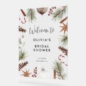 クリスマスウィンター素朴ブライダルシャワーへようこそ アクリルサイン (傾斜)