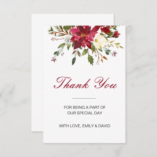 クリスマスウィンター結婚サンキューカードのカード 出欠カード (正面/裏面)