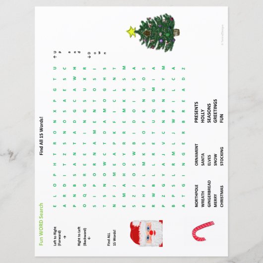 クリスマスウィンター15ワード検索ドードルシート (正面)