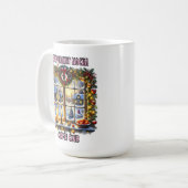 クリスマスウィンドウとホリデーデコール コーヒーマグカップ (正面左)