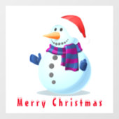 クリスマスウィンドウと幸せな雪だるま ウィンドウサイン (シート)