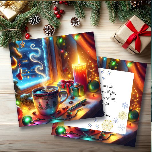 クリスマスウィンドウにホットチョコレートパーソナライズされた