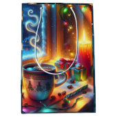 クリスマスウィンドウにホットチョコレート ミディアムペーパーバッグ (正面)