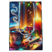 クリスマスウィンドウにホットチョコレート ミディアムペーパーバッグ (裏面)