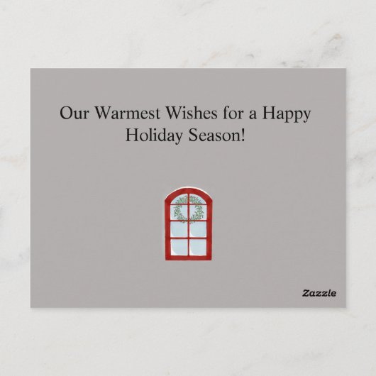 クリスマスウィンドウの後ろの家族のフォトカード ポストカード (裏面)