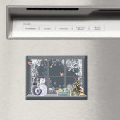 クリスマスウィンドウの猫 マグネット (インサイチュ (食洗機))