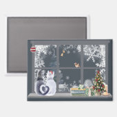 クリスマスウィンドウの猫 マグネット (正面/裏面)