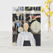 クリスマスウィンドウショッピングチェルシーロンドンUK カード (黄色い花)