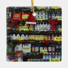 クリスマスウィンドウズNYCディスカウントストア写真 セラミックオーナメント