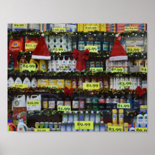 クリスマスウィンドウズNYCディスカウントストア写真 ポスター