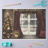 クリスマスウィンドウツリーサンタデカップージティッシュペーパー 薄葉紙 (クラフト)