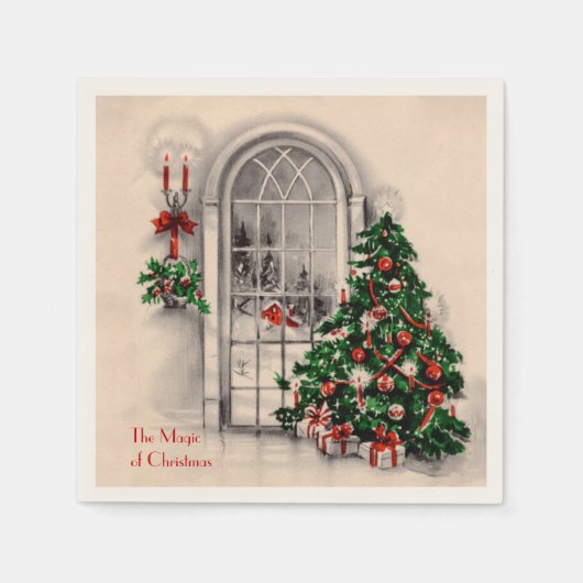 クリスマスウィンドウパーティーナプキンス スタンダードカクテルナプキン (正面)