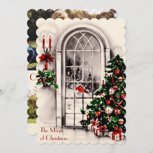 クリスマスウィンドウライツフラットフォトカード シーズンカード (正面/裏面)