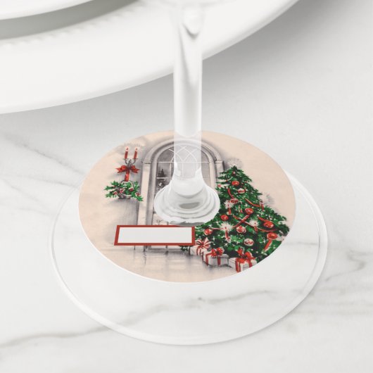 クリスマスウィンドウライツワイングラスラベル ワイングラスタグ (クローズアップ)