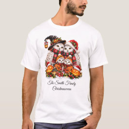 クリスマスウィン・スノーアウル・ファミリー・ウィンターホリデー Tシャツ