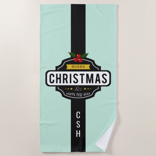 クリスマスウィーズカスタムモノグラムタオル ビーチタオル (正面)