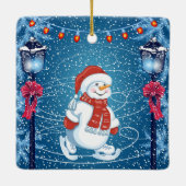 クリスマスウインターイ雪だるま セラミックオーナメント (裏面)