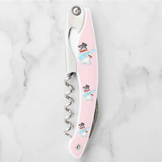 クリスマスウェイターのコルクスクリューギフト雪だるまロック ソムリエナイフ (正面)