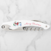 クリスマスウェイターのコルク雪だるまと女の子 ソムリエナイフ (正面)