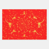 クリスマスウェスタングリッターレッド金ゴールドガーリーカウズスカル ラッピングペーパーシート (正面2)