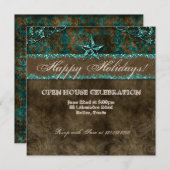 クリスマスウェスタンヴィンテージフォトカードダマスクスターTB 招待状 (正面/裏面)