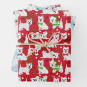 クリスマスウェスティードッグスウエストハイランドホワイトテリア ラッピングペーパーシート (インサイチュ)