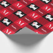 クリスマスウェストハイランドテリアスコティッシュプレイド ラッピングペーパー (角)