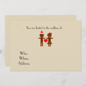 クリスマスウェディングのジンジャーブレッドマンとウーマン 招待状 (正面/裏面)