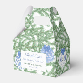 クリスマスウェディングシャワーエレガントブルーホワイトボーブル フェイバーボックス