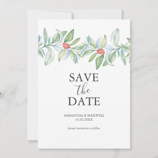 クリスマスウェディングセーブ・ザ・デイト招待状 セーブザデート (正面)