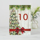 クリスマスウェディングツリー、ライト＆リボンテーブルサイン 招待状 (スタンド正面)