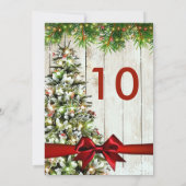 クリスマスウェディングツリー、ライト＆リボンテーブルサイン 招待状 (裏面)