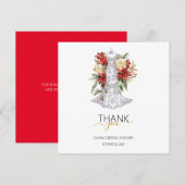 クリスマスウェディングドレス ブライズシャワー感謝祭 サンキューカード (正面/裏面)